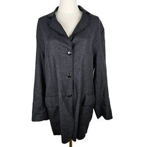 Trixi Schober Longline Cashmere Blazer Jacket Size 12 Dark Gray Germany Luxury